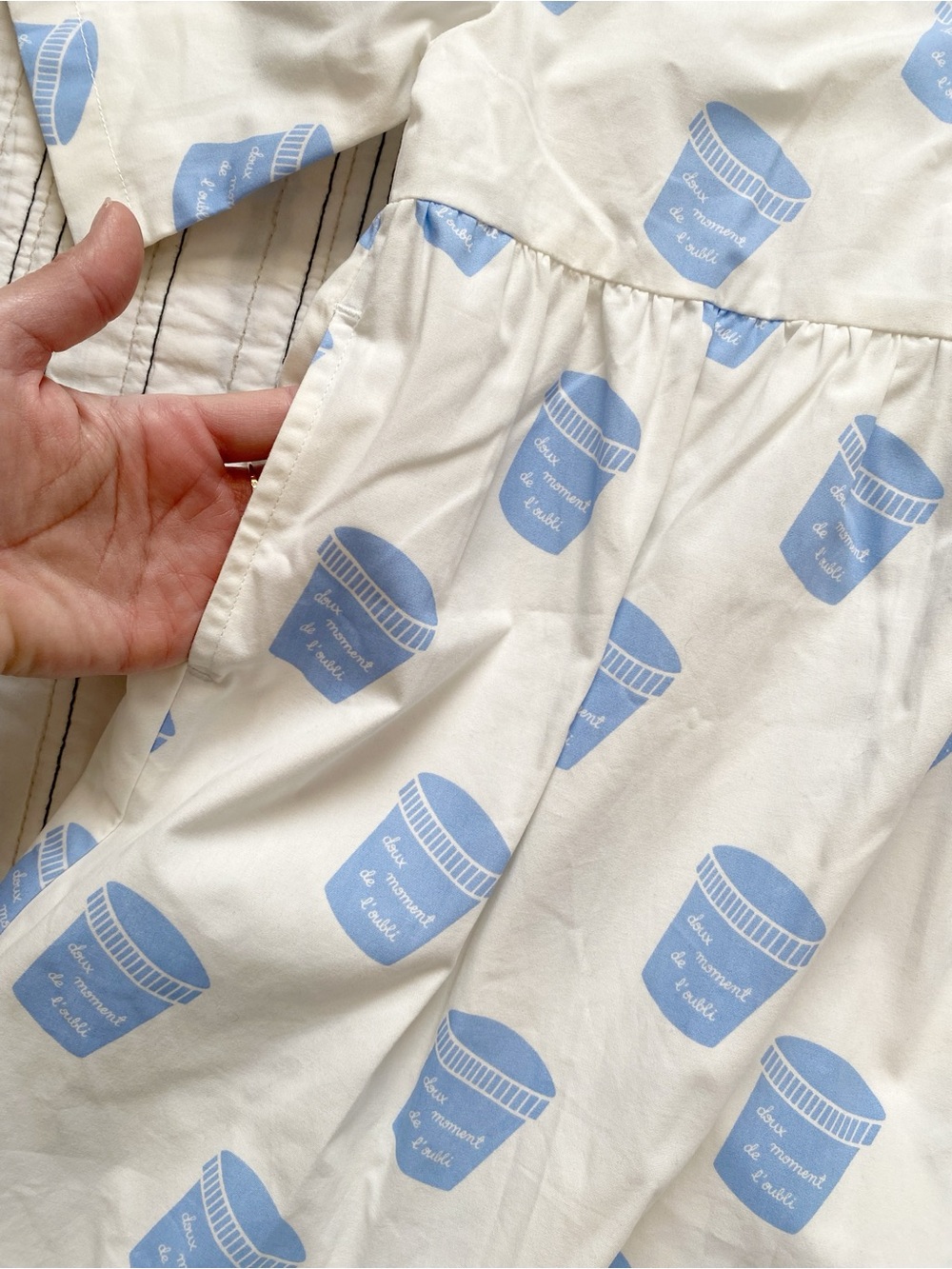 TINYCOTTONS Pots Dress White Blue 100% Cotton size Girls 6 years - Picture 8 of 9